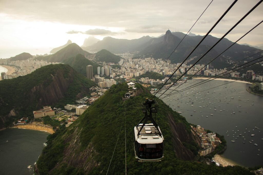 Black and White Cable Car